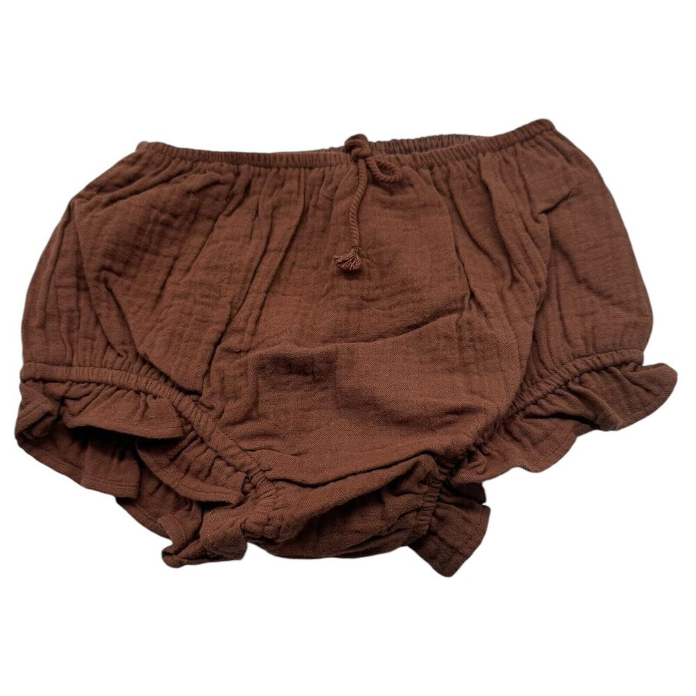 NWT Rylee + Cru Brown Crinkle Cotton Flutter Bloomers Diaper Cover Size 18-24 M